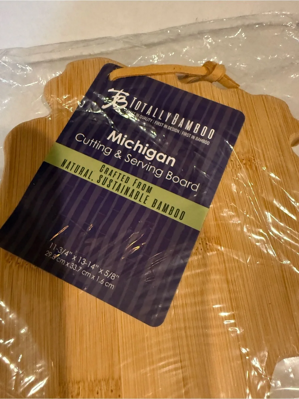 Totally Bamboo Michigan State Shaped Serving & Cutting Board Heart of Lansing